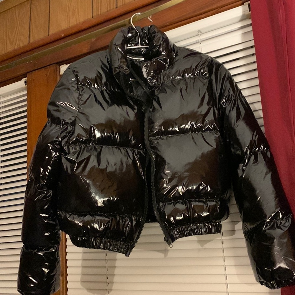 solid zip front padded coat - Picture 5 of 5